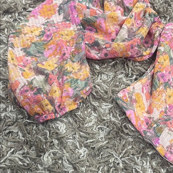 Wild Fable floral crop top corset bubble sleeves size XXS NWT - Picture 6 of 6